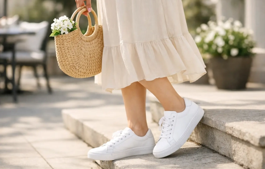 12 Best White Sneakers for Dresses