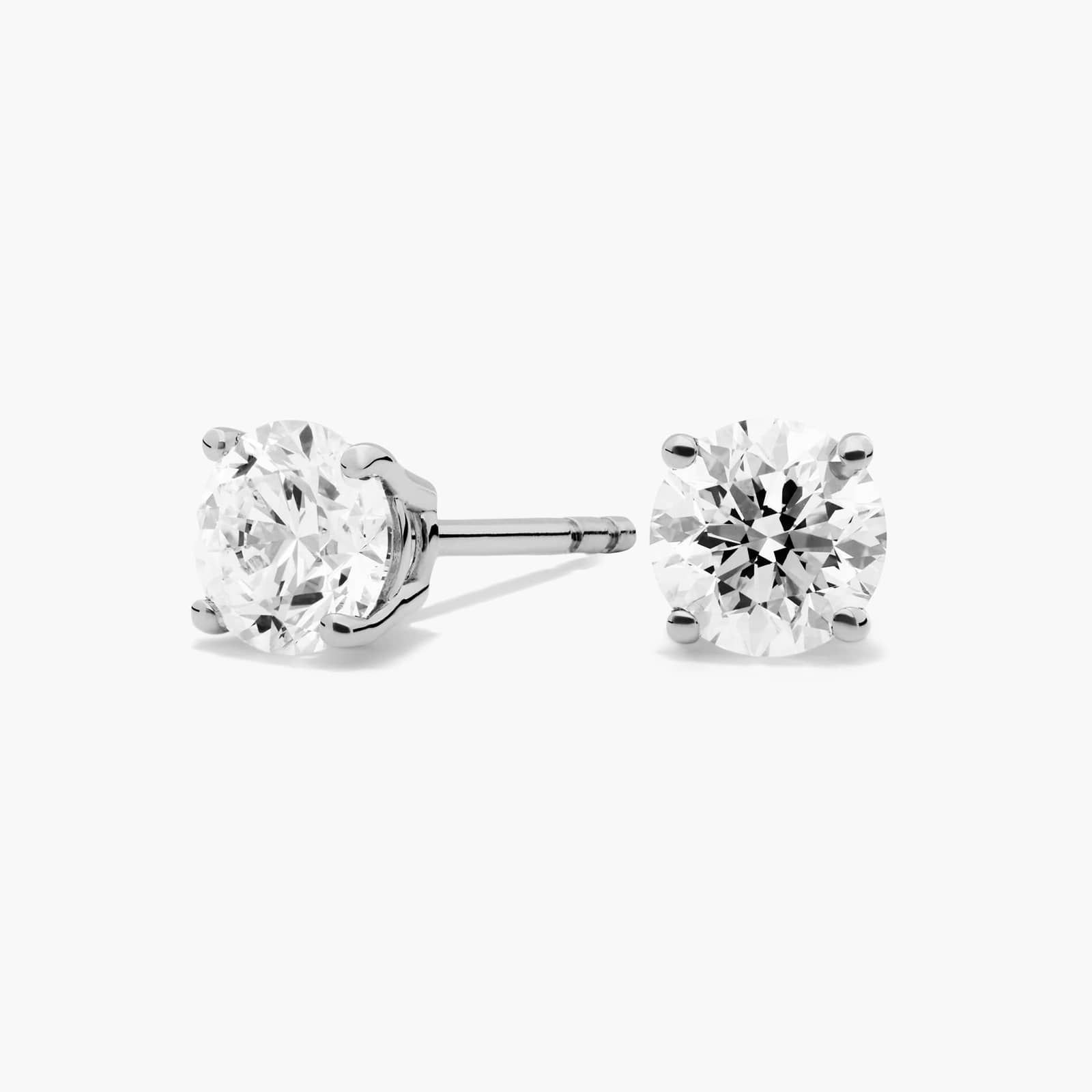 Blue Nile Four Prong Round Brilliant Diamond Stud Earrings in 14K White Gold